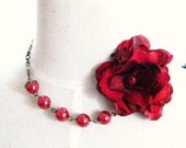 Bridesmaids Wedding Jewelry Deep Red Vintage Style  Necklace - Scarlet