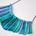 Turquoise Statement Necklace - upcycled Ombre Blue - Fabric Jewelry