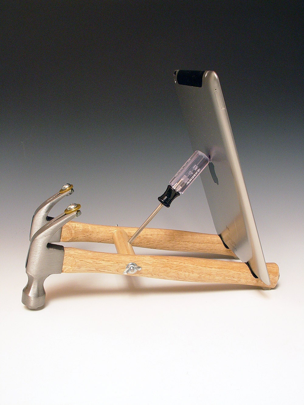 iPad stand. Handmade from repurposed tools. Functional desk art. Gift for guys. FAST SHIPPING. 144