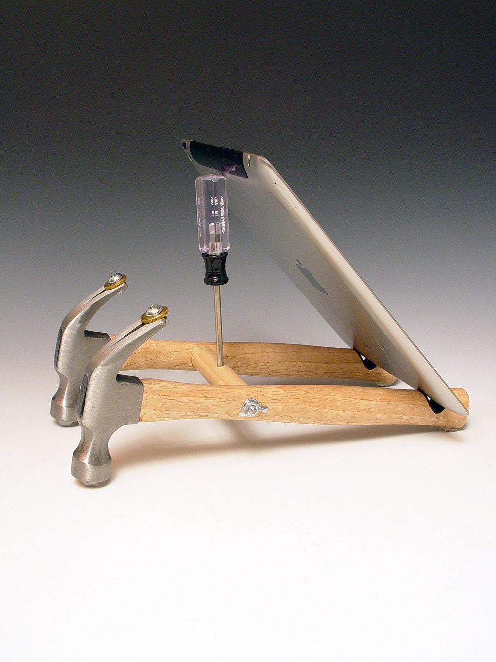 iPad stand. Handmade from repurposed tools. Functional desk art. Gift for guys. FAST SHIPPING. 144