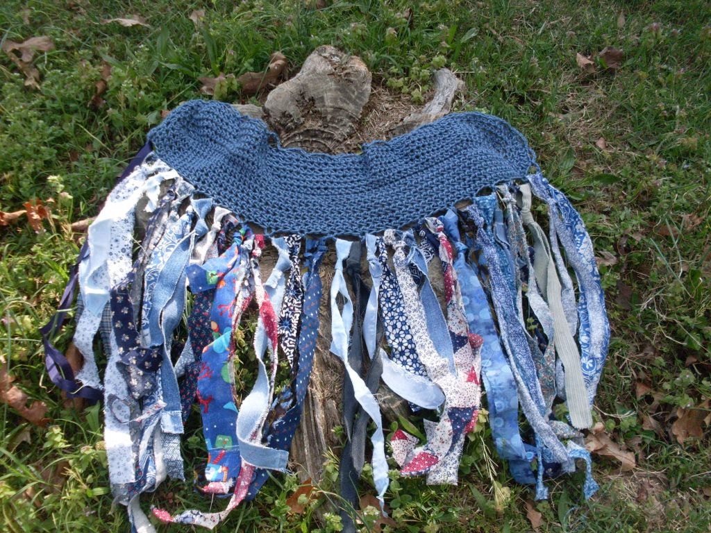 Tattered Like You Favorite Old Pair of Blue Jeans Fairy Skirt / Swim Cover Up/ Yoga Skirt/ Movement Skirt