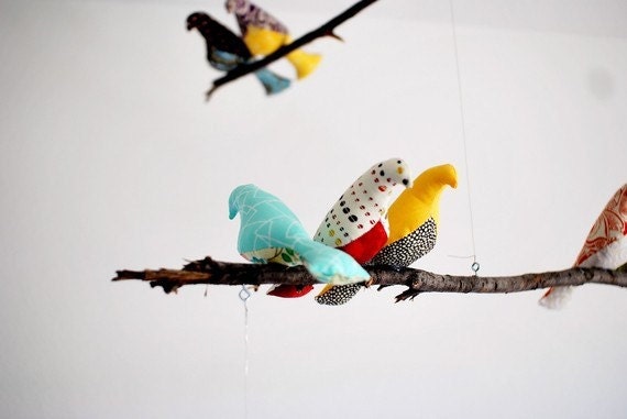 2 tiered handmade bird mobile