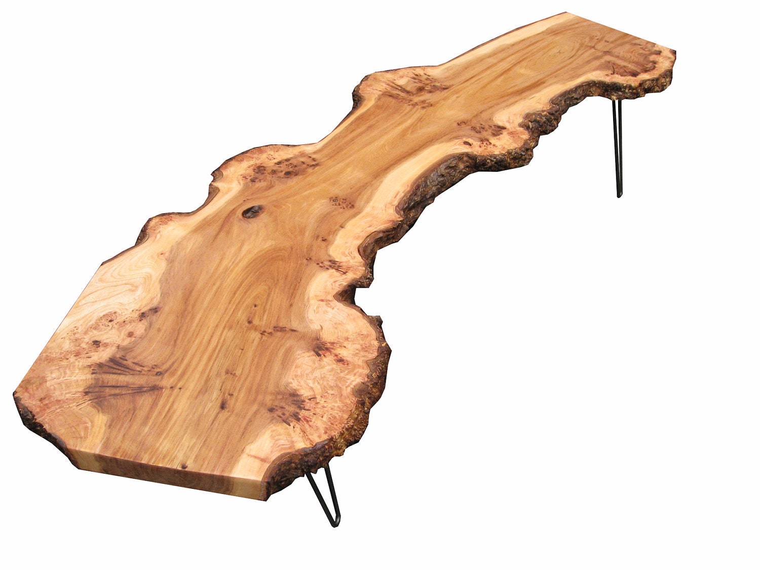 Live Edge Elm Coffee Table with Hairpin Legs