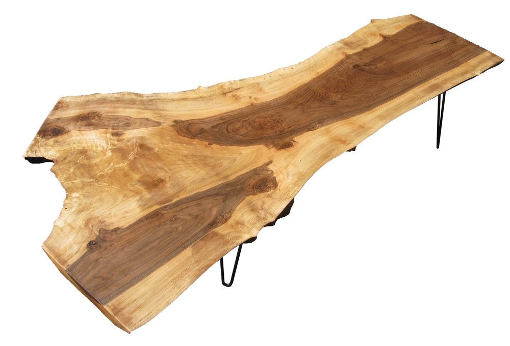 Live Edge English Walnut Coffee Table with Hairpin Legs
