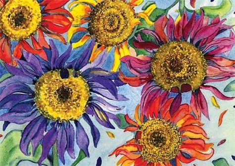 Sunflowers  - print of an original mixed painting 8" x 10" ready to frame