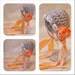 Baby Girl Photo Prop: Gray and Peach Bonnet. Size Newborn. With lace and satin ribbon accent.