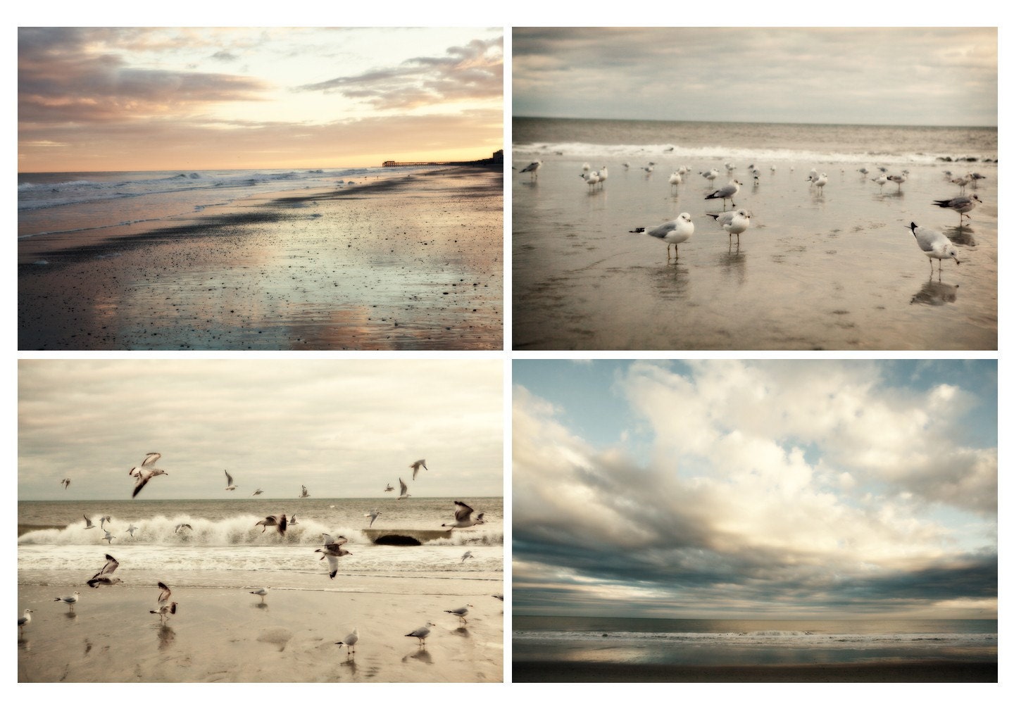 Dreamy Beach photograph - surfside beach - photo set four 5x7 - fine art prints