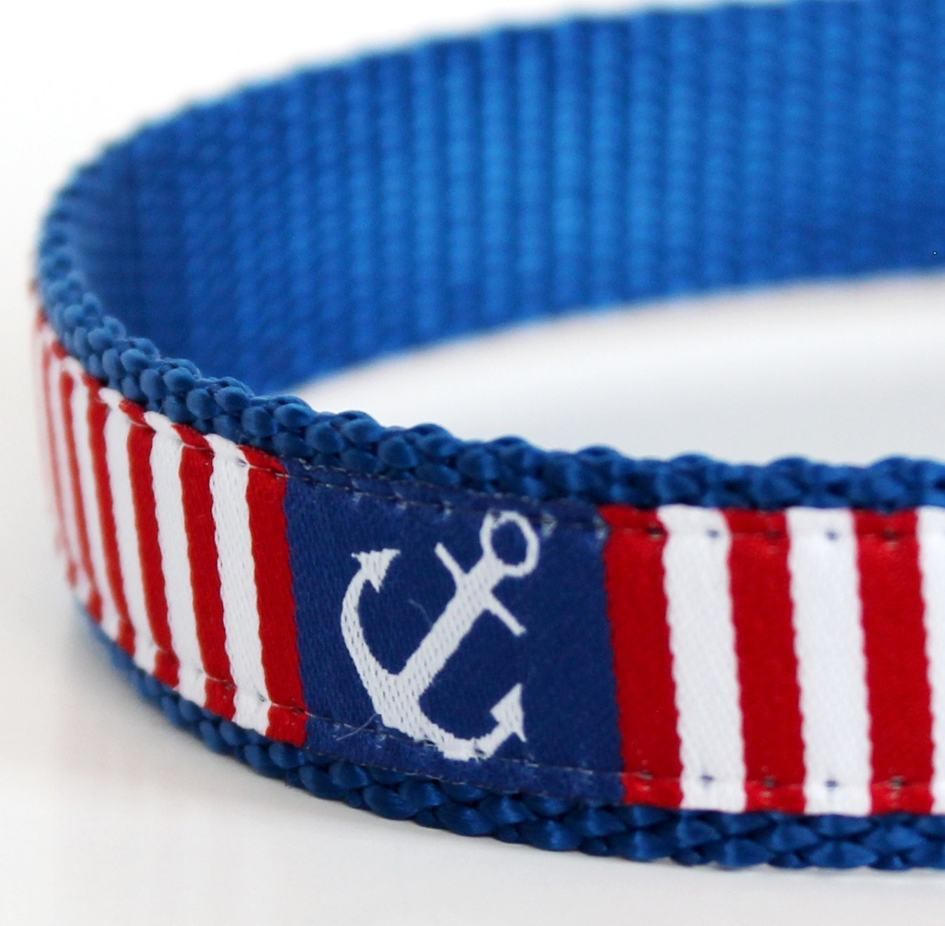 Anchors Away Dog Collar on Blue / Adjustable / Nautical Dog Collar