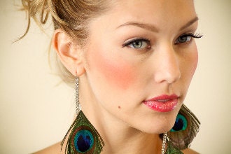 Jordan Peacock feather earlace earring necklace