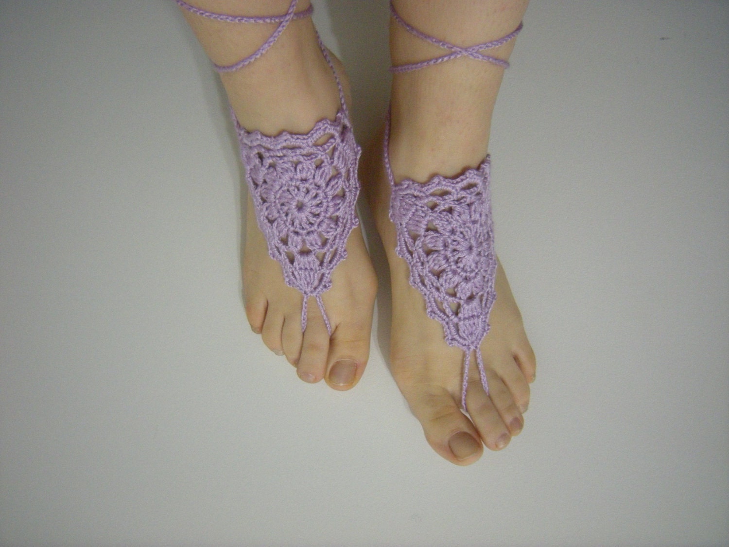 Crochet Lilac Barefoot Sandals-Wedding Summer,Hand Crochet,Victorian, Sexy-READY TO SHIP