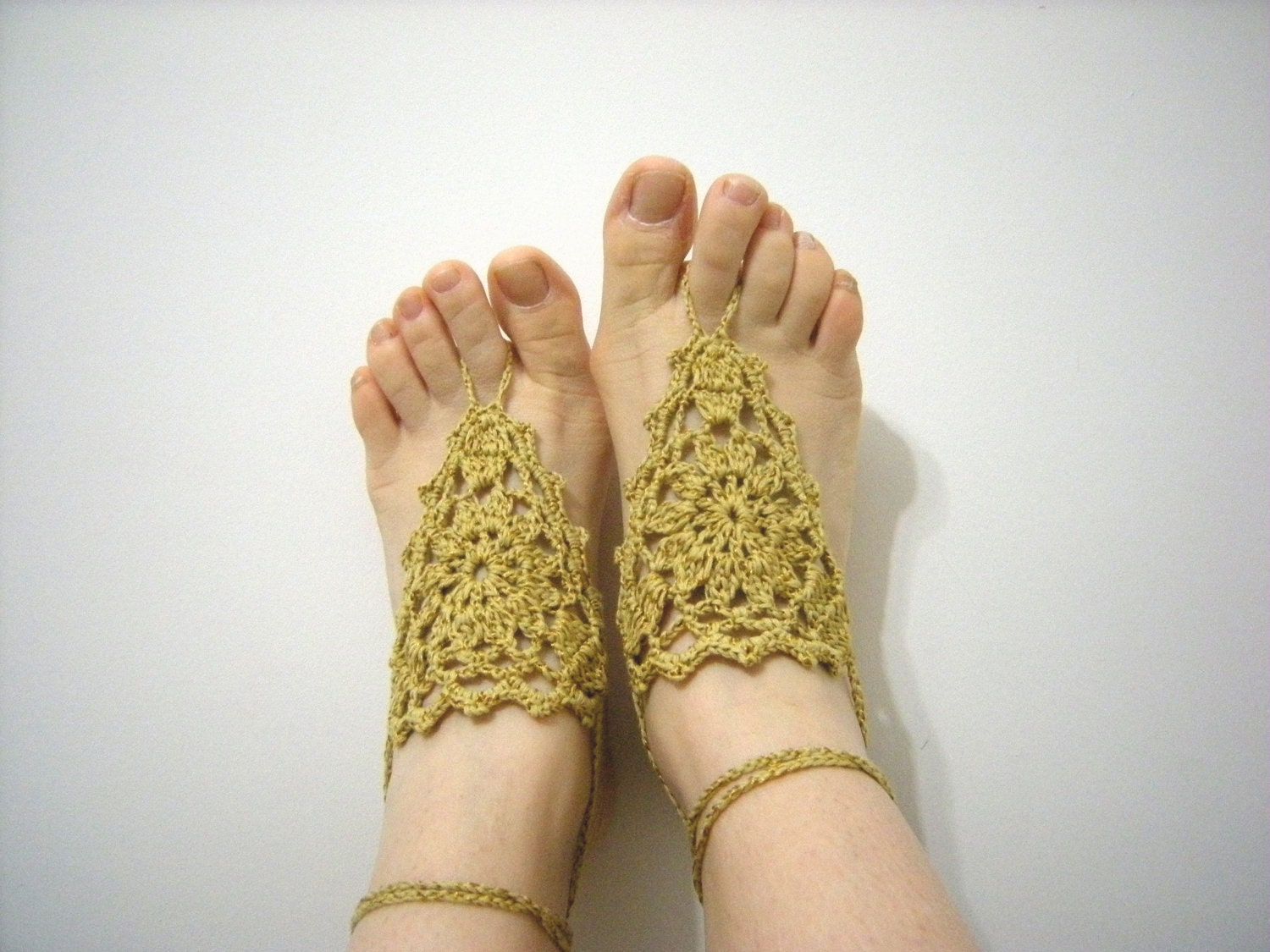 Olive Green,Green  Barefoot Sandals, Crochet Foot Jewelry, Victorian, Lace, Sexy, Yoga, Beach Pool,Mother's Day