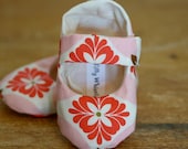 Baby Girl Shoes  Coral, Pink and Cream - Ready To Ship