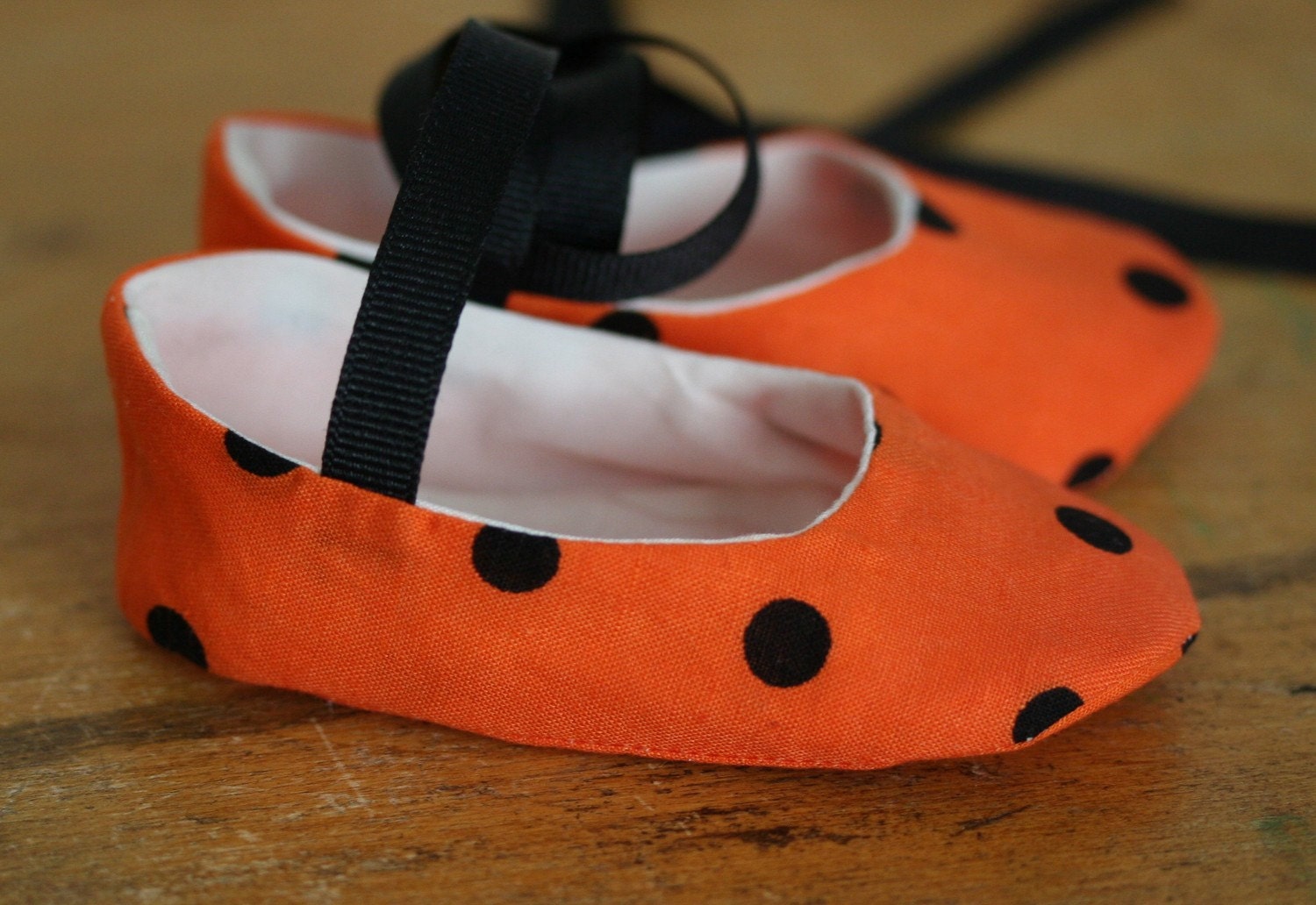 Halloween Shoes for Baby Girl Orange with Black Dots - Free Shipping Etsy