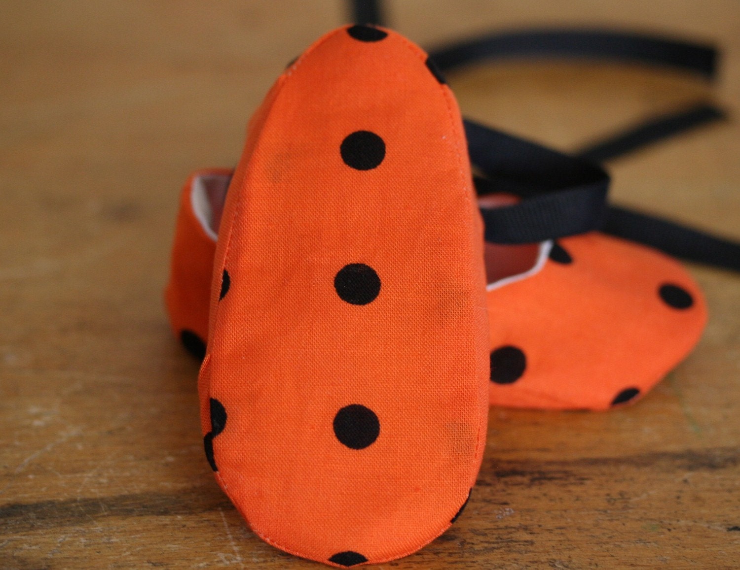 Halloween Shoes for Baby Girl Orange with Black Dots - Free Shipping Etsy