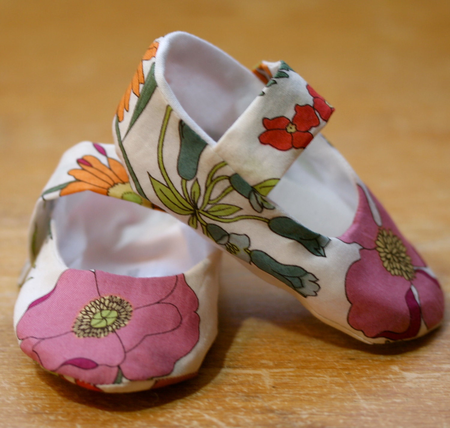 Baby Girl Shoes Colorful Wildflower Print Mary Janes