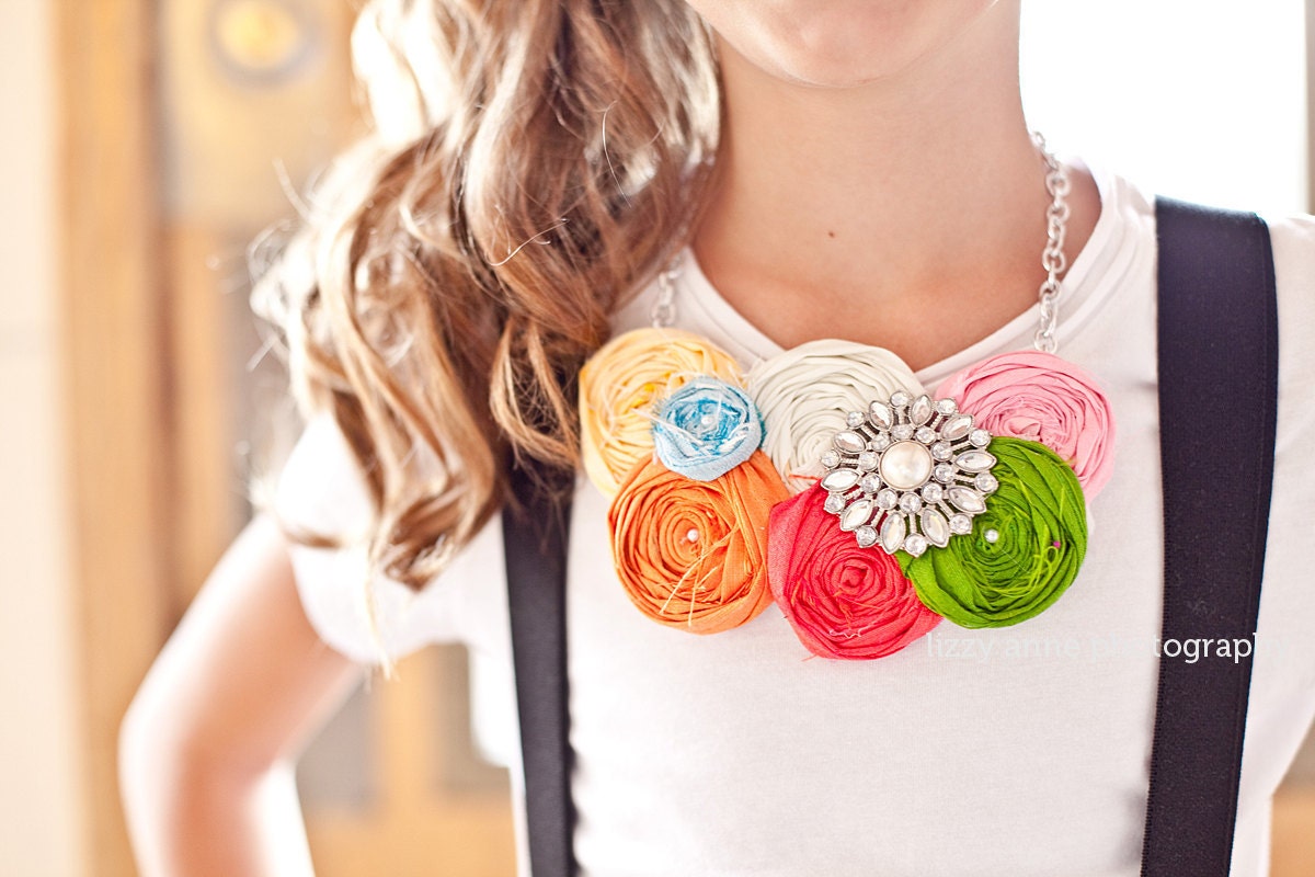 rosette necklace for little girls you pick the colors