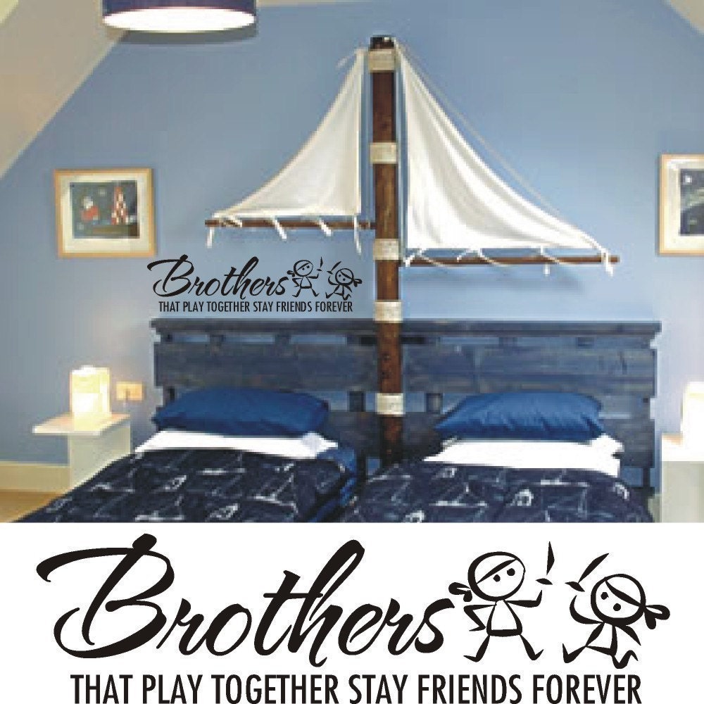 Kids Room Pirate Decal - BrothersThat Play Together -- Vinyl Wall Art Decal Sticker --