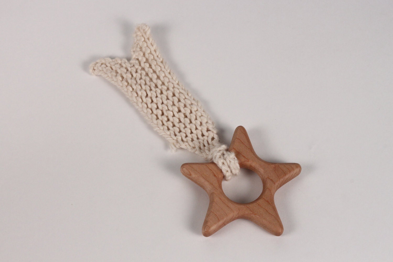 Organic Fabric and Wooden Star Teether- Maple