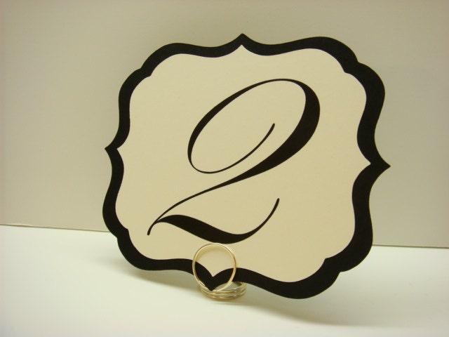 Table Numbers Elegant Vintage Label Design with a Romantic Script Font Prepared in Colors to Coordinate with your Wedding Reception