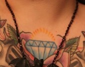 Black metal bat pendant on gothic chain