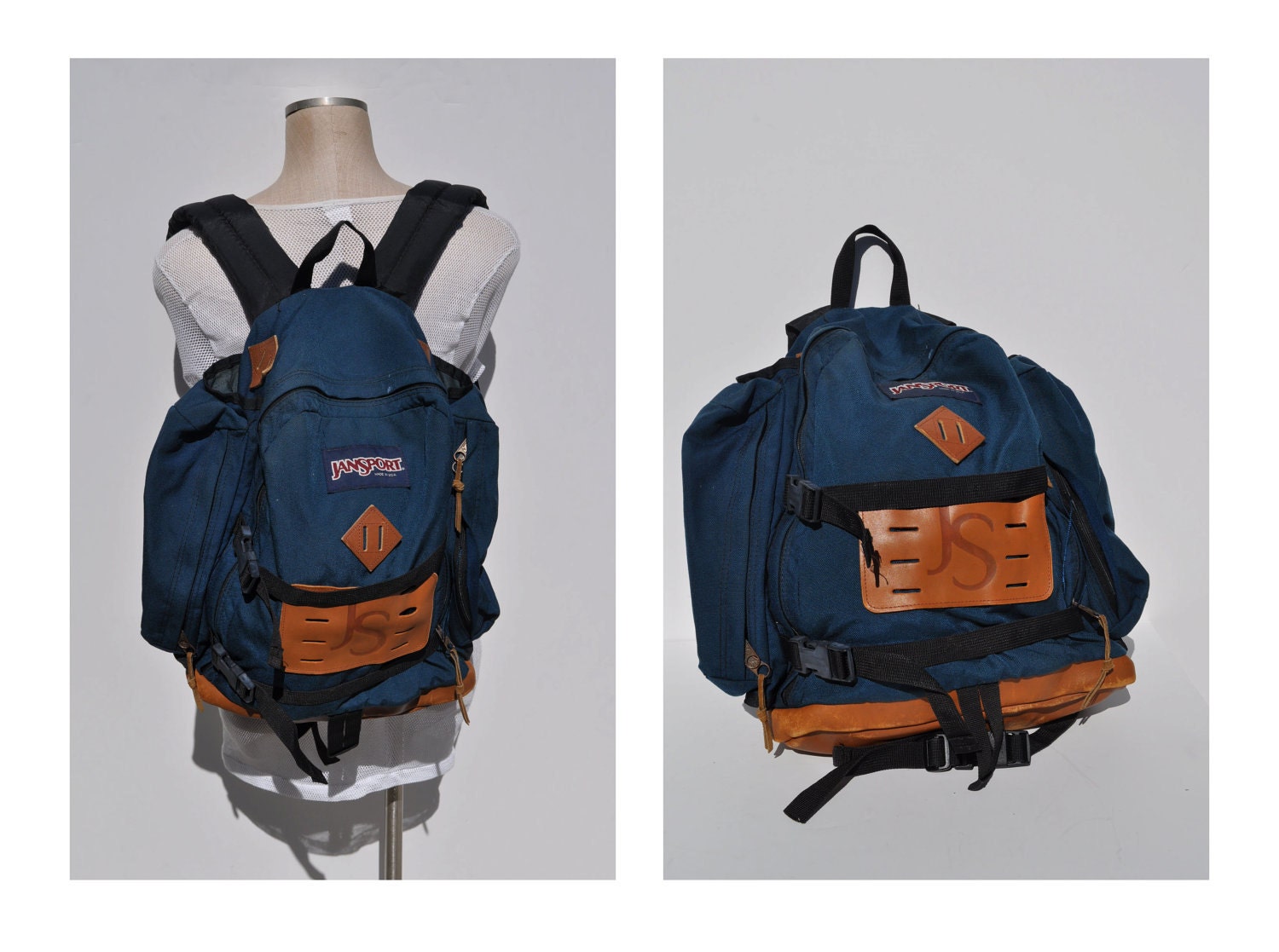vintage backpack daypack JANSPORT carry on daypack day pack USA leather bottom