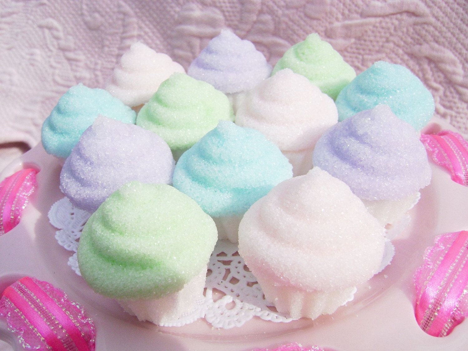 Pretty Pastel Cupcake Sugar Toppers for your Cupcakes or Baked Goods or to Serve with your Tea