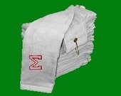REDUCED Embroidered Velour Golf Towel, monogrammed for all the men in your wedding, grommets, cotton Velour,  hand towel