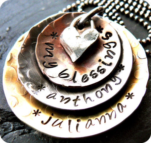 Mothers Personalized Necklace - Rustic Necklace - Hand Stamped Necklace