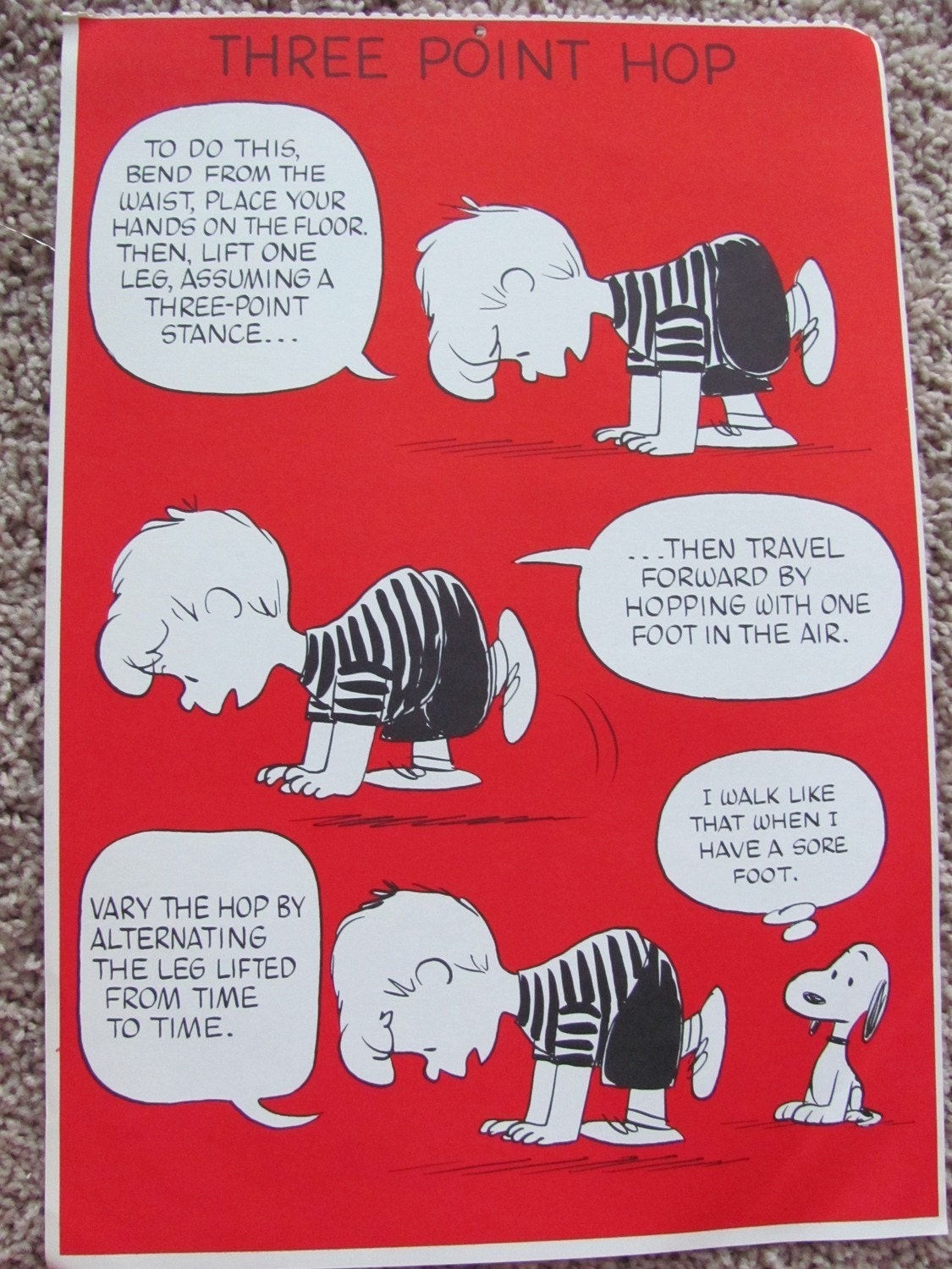 Vintage Peanuts Exercise Poster 10 x 15 Three by totalvintage