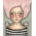 mixed media art girl whimsical original painting on 8x10 inch canvas board - Dreams can come true