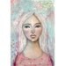 mixed media folk art girl whimsical original shabby painting 8x12 inch canvas board - Inspire