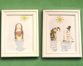 SET of 5x7 Neville the Penguin Love & Snowman illustration signed prints