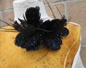 Feather flower  black  color  with white  color polka dots  1 piece listing