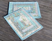 Quilted Placemats Ocean Colors, Blues, Pale Green, Ivory  Kaufman, Butler