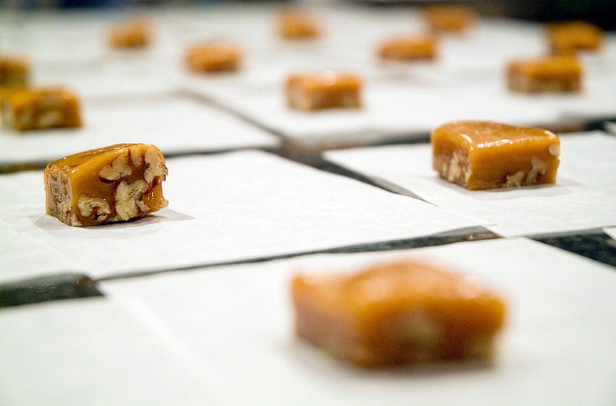 Honey Walnut Caramels 1/4 LB Handmade, Cut and Wrapped