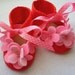 Handmade baby girl booties, size 3M - 6 Mths, OOAK, ready to ship.