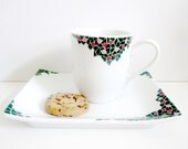 Rose Garden Coffee Cup and Platter Set