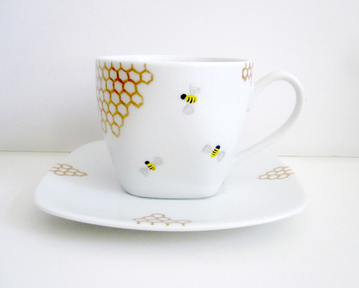 Bees and Golden Honey Combs Teacup and Saucer