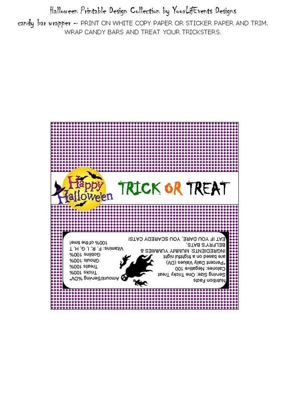 DIY PRINTABLE Halloween Candy Bar Wrappers - Instant Download Il_570xn
