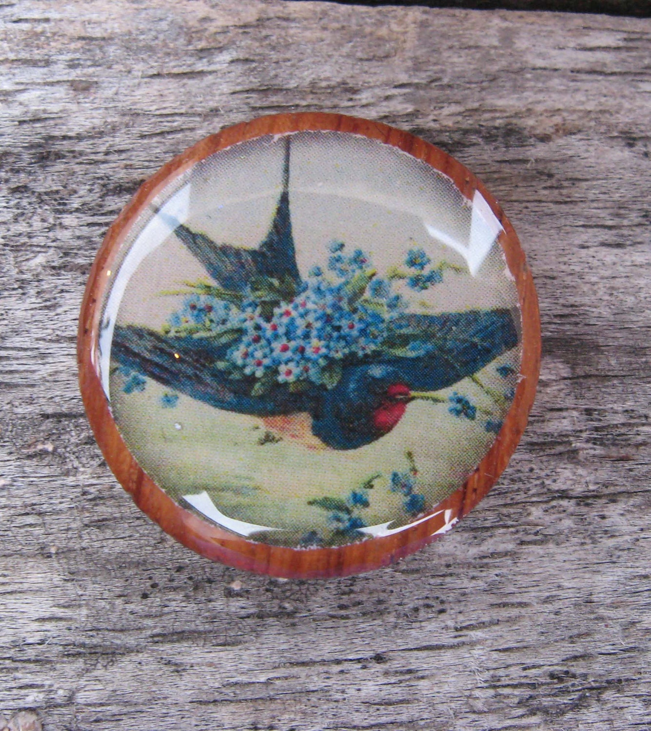 Floral Messenger Bird Resin Art Bead