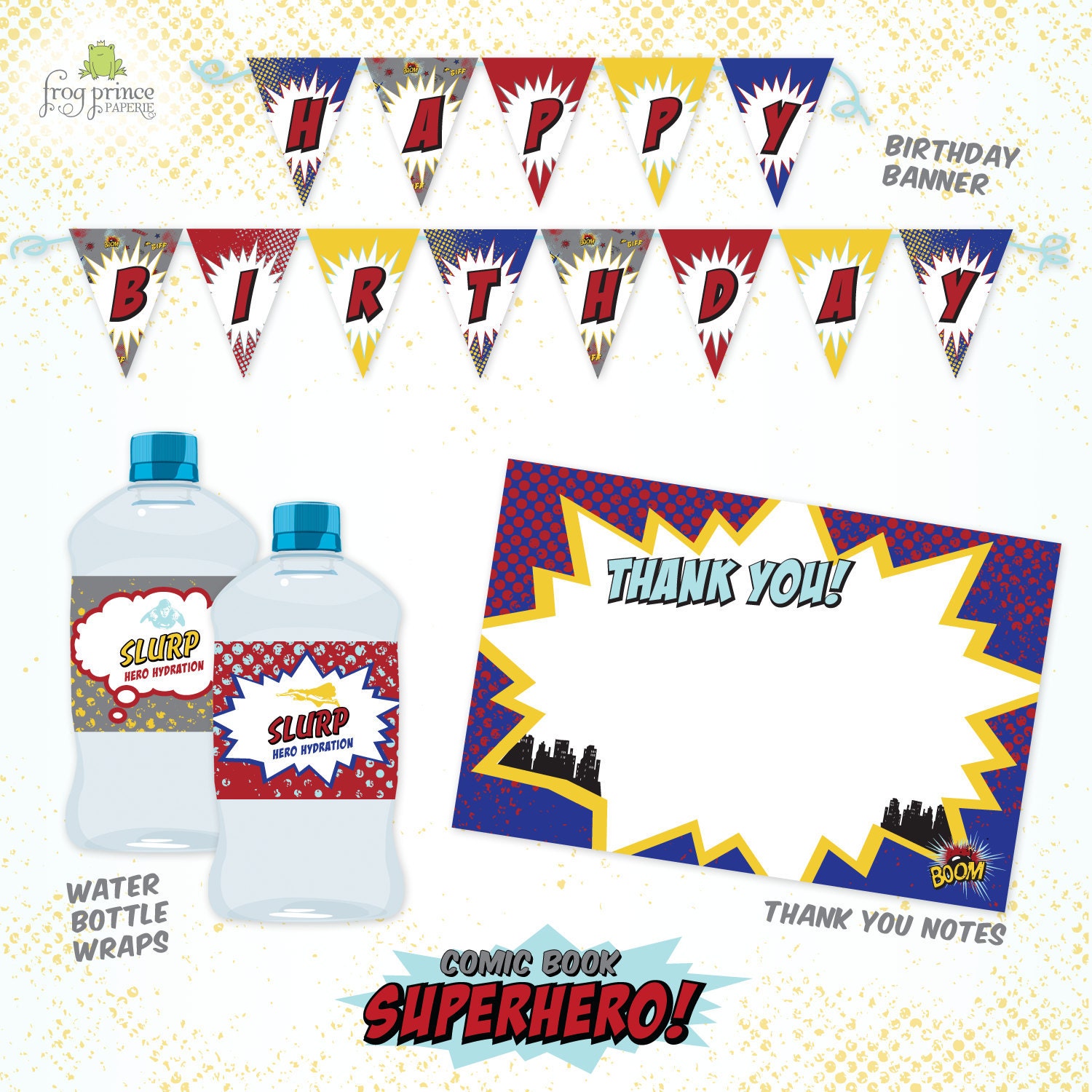 Comic Book Super Hero Printable Birthday Party pack - DIY Il_570xn