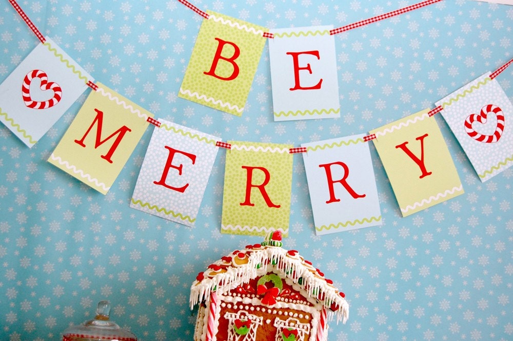 Gingerbread Christmas Cookies Merry Christmas Banner - DIY Printable