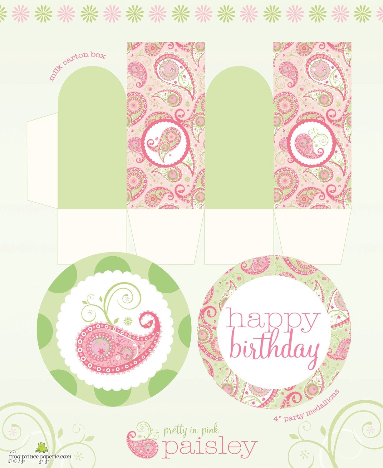 Paisley, Pretty and Pink Printable Party set - DIY