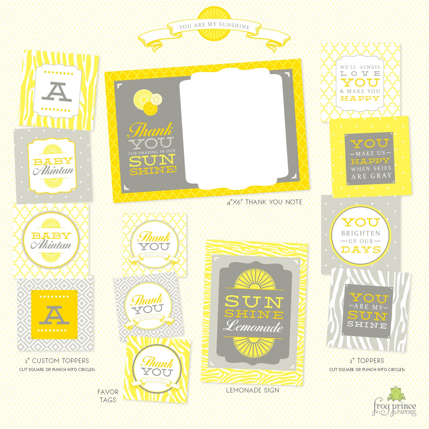 You Are My Sunshine Baby Shower Birthday DIY Printable Party Pack