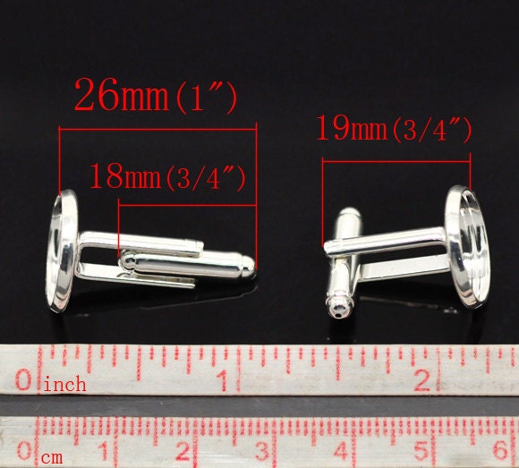 Silver Cufflink Blank Tray Cuff Link Back Findings Your Own Photo Accessories Fit 14mm 4pcs