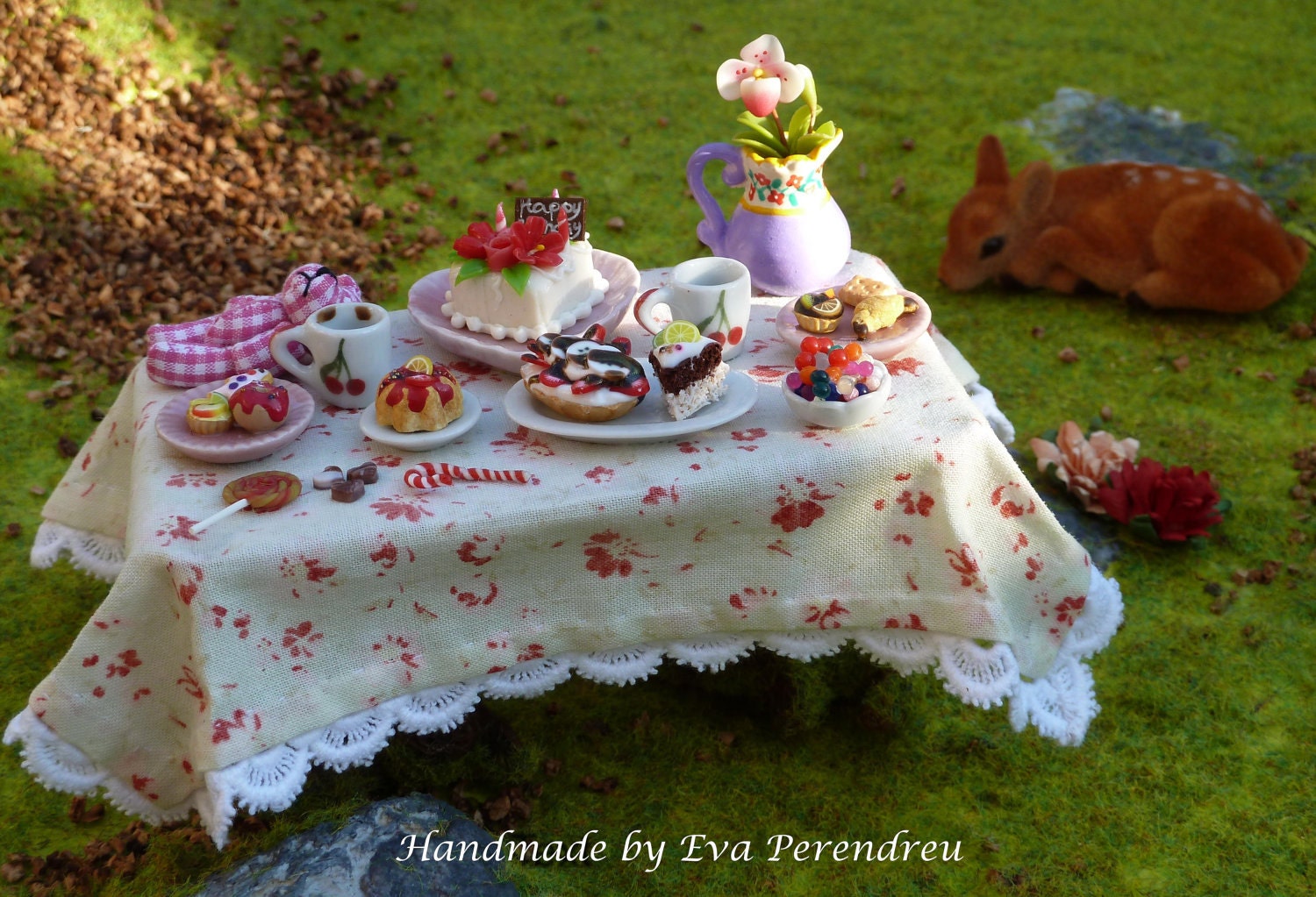 OOAK Miniature fairy table for birthday party -  Eight times TREASURY ITEM