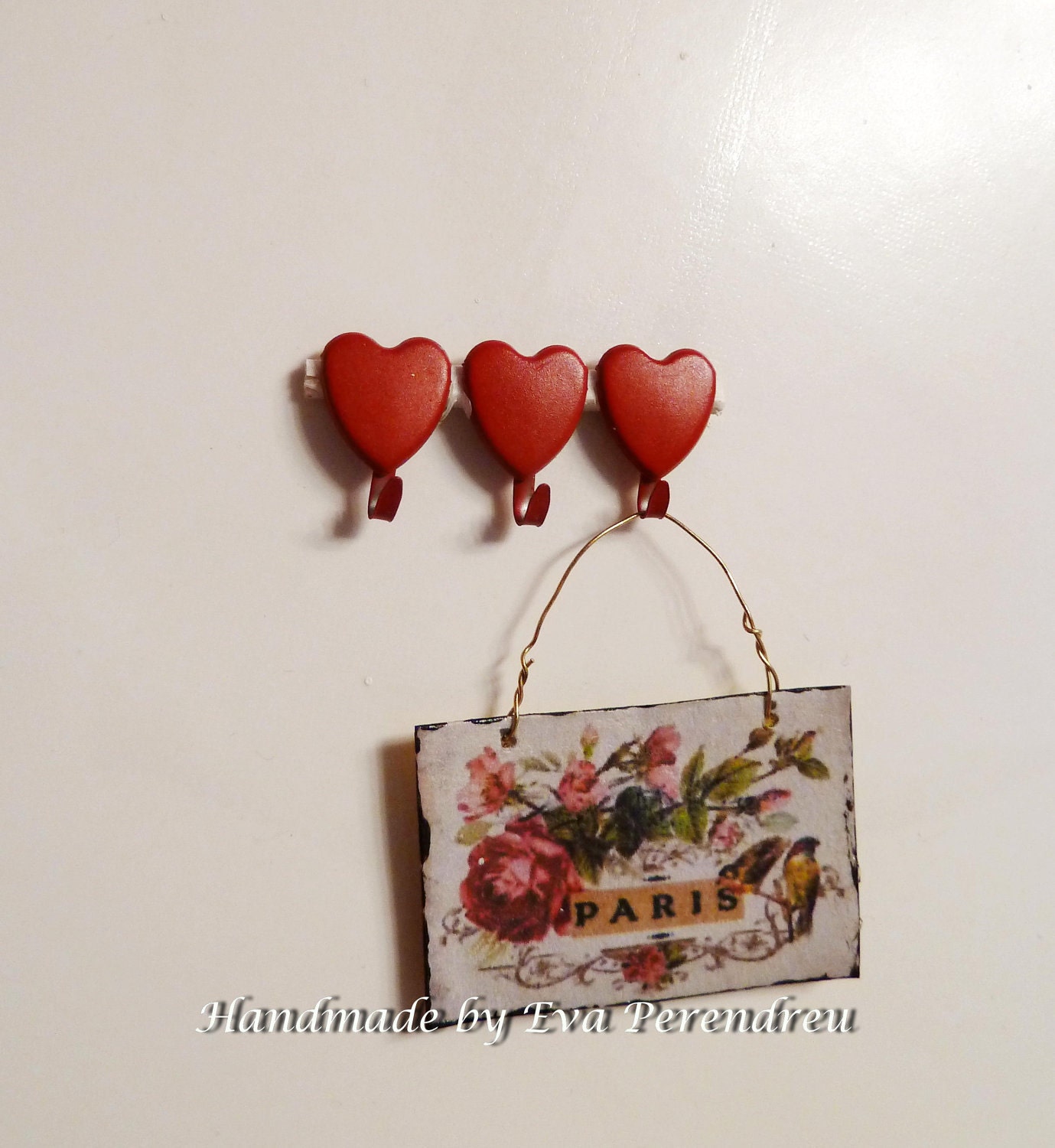 Romantic 3 heart rail hanger for dollhouse, 3 times TREASURY ITEM