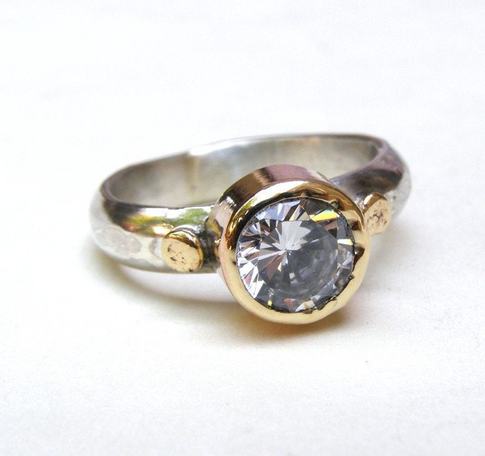 Engagement Ring - 14k gold ring silver White Topaz stone ring Similar ...