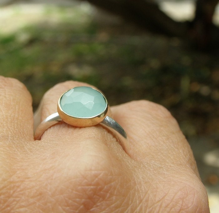 Aquamarine Ring -Gold ring Recycled 14k Gold silver sterling ring Made to order