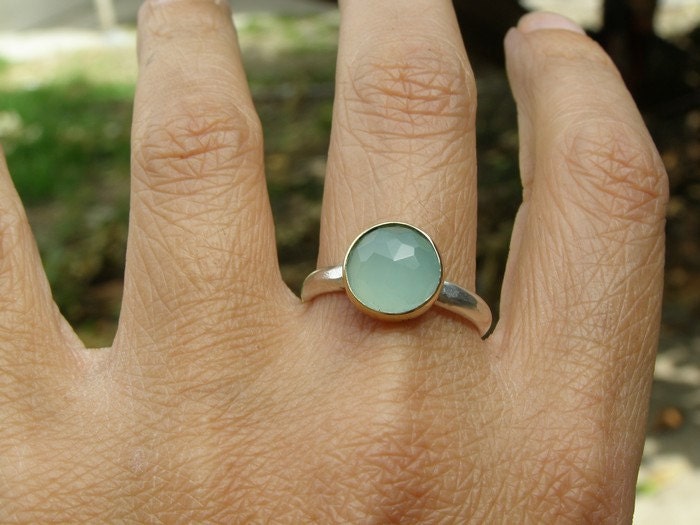Aquamarine Ring -Gold ring Recycled 14k Gold silver sterling ring Made to order